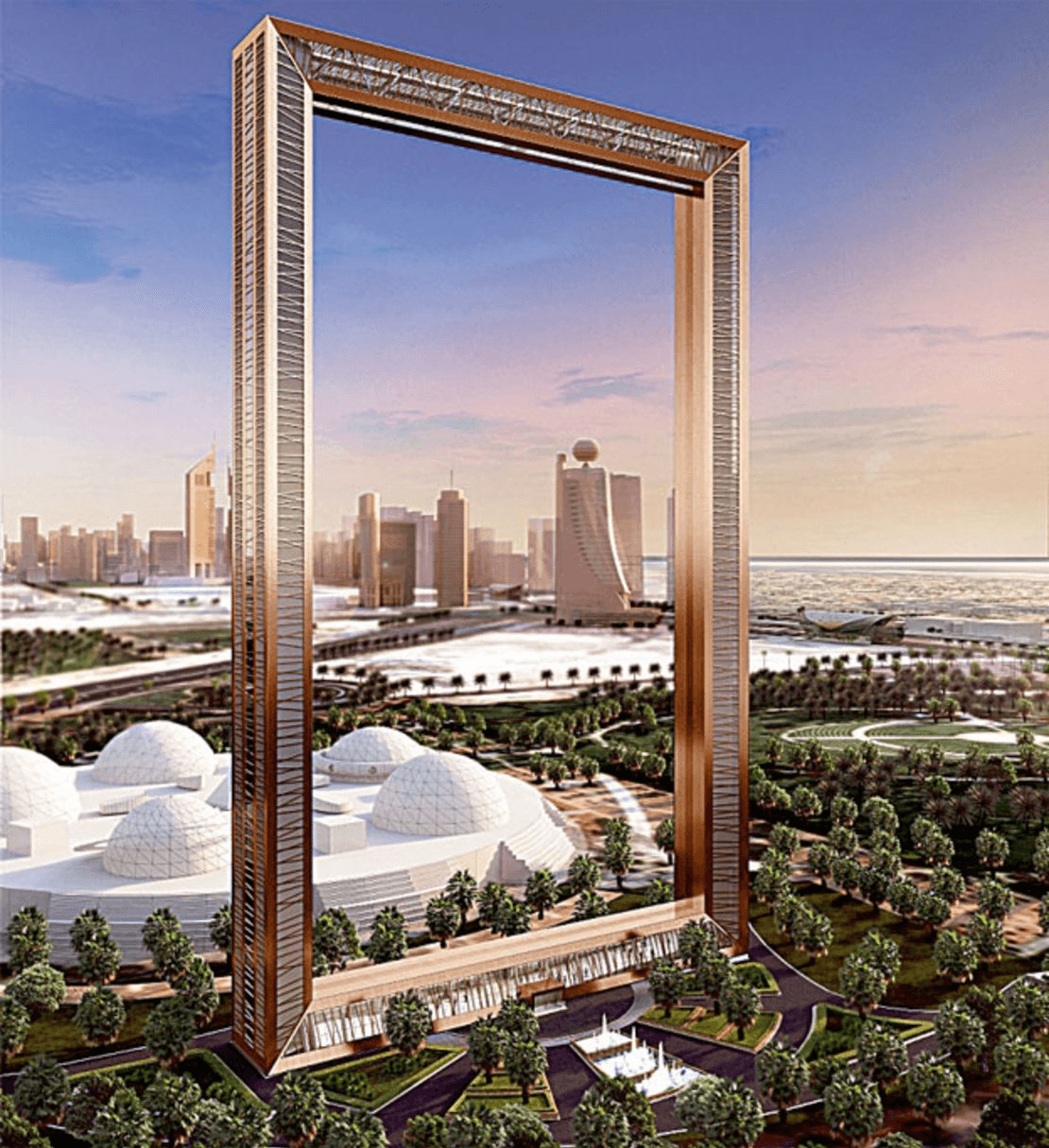 Dubai Frame with the Dubai skyline
